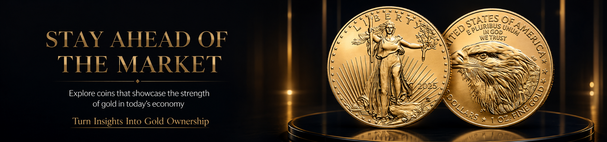 Stay ahead of the market gold coin banner